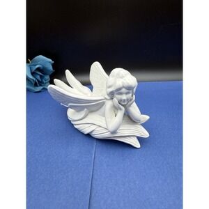 Vintage Fitz And Floyd Fairy Figurine Trinket Dish Art Nouveau Porcelain Ceramic